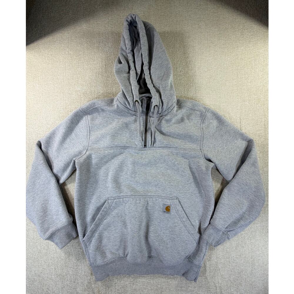Carhartt Women S Gray Quarter Zip Long Sleeve Hooded Outdoor Sweatshirt Workwear